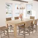 GarveeHome Farmhouse Dining Table for 6-8 People, 71 in Long Kitchen Tables with Wooden Sturdy Frame, 6 ft Large Rectangular Dinner Table for Dining Room, Kitchen (Natural, 71" Non-extendable)