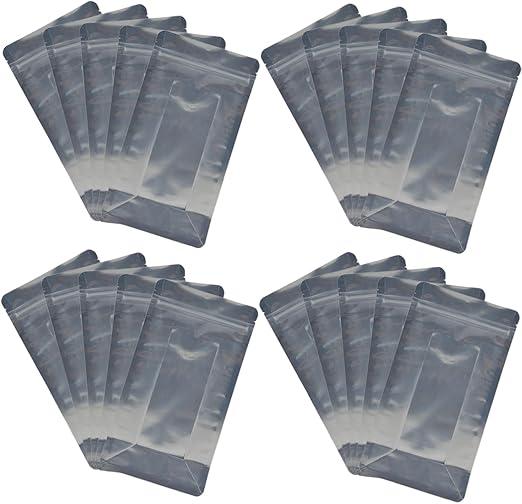 XunLiu Stand-Up Al-Foil PE Bag Zip Lock Bags Reusable Airtight Storage Bags (50, 12cmX20cm+4cm/0.14mm), Pack Of 2