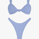 Cheeky Bikini Sets for Women High Cut Swimsuit Textured Ribbed Bikini Thong Bathing Suit Size M