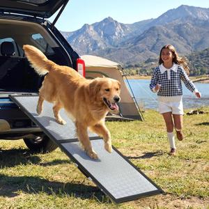 XLarge Dog Ramp for Car, SUV & Truck 71" Joint & Spine Relief, Anti-Slip Surface, Heavy-Duty, Stable, Up to 200 lbs