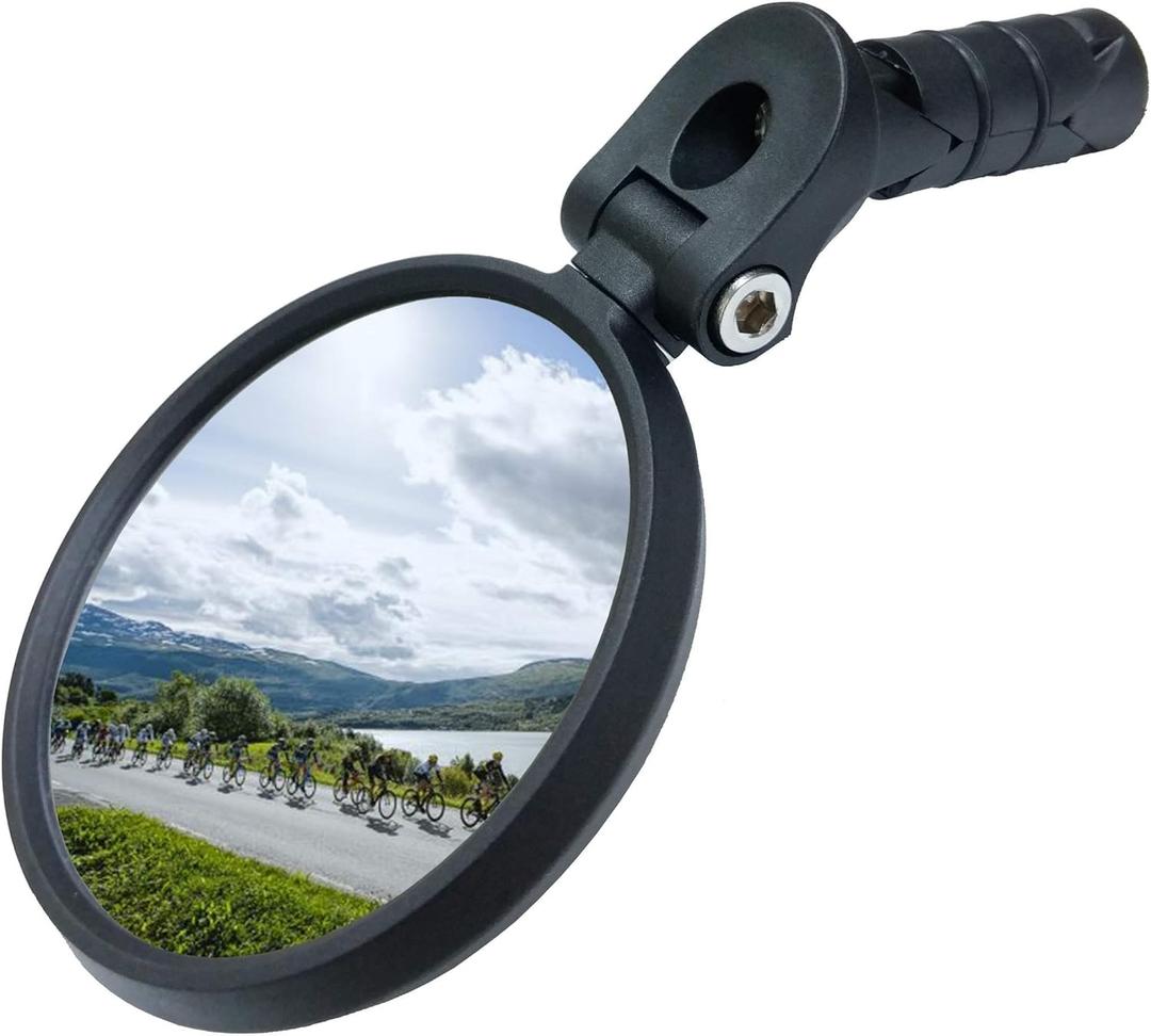 MEACHOW Bar End Bike Mirror [Upgraded Version] Scratch Resistant Glass Lens,HD,Safe Rearview Mirror,ME-001 (Blue)
