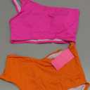 Women's One Piece Swimsuit- One Shoulder Bathing Suit Cutout Tummy Control Swimwear (Pink Orange)