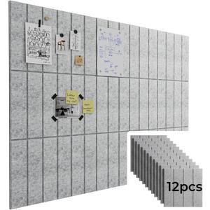 Babenest 12Pack Felt Bulletin Board, 47"x35" Double-Sided Available Large Cork Board Alternative, DIY Bulletin Pin Board with Removable Adhesive Tabs for Office School Home Wall (Grey and Black)