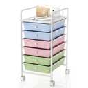 Shrivee 6-Tier Utility Cart with 6 Drawers, Rolling Utility Cart with 2 Lockable Caster Wheels, Multipurpose Mobile Rolling Drawer Cart for Office Bathroom Kitchen, Colorful
