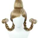 Linfairy Christmas Girl Wig with Wire Braids Halloween Cosplay Costume Wig for Women (Ash Blonde)
