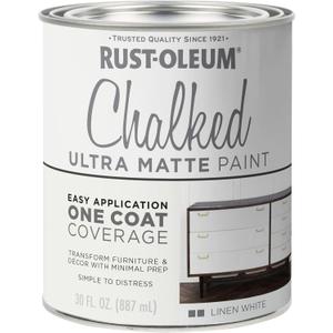 Rust-Oleum Linen White Chalked All-in-One Ultra Matte Paint | One Coat Coverage | No Primer, Sanding, Or Topcoat Needed | Easy Clean Up | Made in USA | 30 OZ (30 Ounce (Pack of 1))