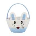 Personalized Easter Baskets for Kids Blue Woven Easter Bunny Basket with Rabbit Ears for Boys Baby Eggs Hunt Basket Stuffers 9.8" x6.3" x5.9"