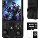 R36MAX Retro Handheld Game Console, 64GB Retro Gaming Console with 4.0 Inch Screen, Open Linux System (Transparent Black)