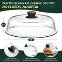 2 in 1, Glass Microwave Splatter Cover for Food & Microwave Place Mat, Plate Splatter Guard Lid with Easy Grip Silicone Handle Knob, Borosilicate Glass with Vent Hole, Food Grade, No Plastic, 10in