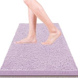 Flotstiga Bathroom Rugs 32x20,Super Absorbent Soft,Thick,Machine Washable Chenille Bath Mat,Non Slip Toilet Floor Rug,Bath Mats for Bathroom Floor, Home Decor Accessories,Lavender Purple