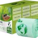 Super Durable Biodegradable Compostable Bags 13 Gallons / 49.2 Liter, Green Biodegradable Bags 80 Pcs, Small Kitchen Compost Bags for Countertop Bin, BPI & OK Compost Certified