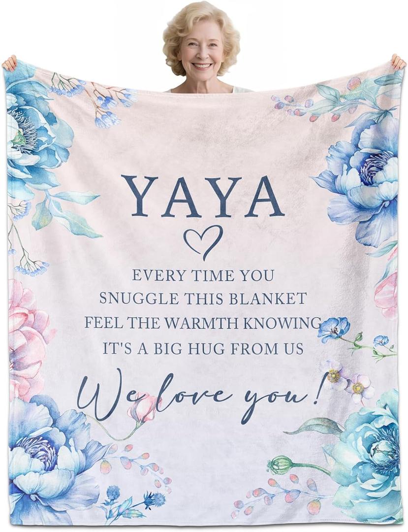 Yaya Gifts, Gifts for Yaya, Yaya Birthday Gifts, Yaya Blanket 60" x 50", Yaya Gifts for Grandma, Yaya Gifts from Grandkids, Yaya Gifts for Mother's Day, Yaya Gifts for Christmas