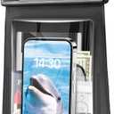 Waterproof Phone Pouch for iPhone 16 15 14 11 Pro Max & Galaxy S24 S21 - Floating Large Capacity Dry Bag Stores Sunscreen, Sunglasses - Oversized Waterproof Bag for Beach, Swimming, Kayaking (Black)