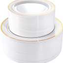 I00000 102 Pieces Gold Plastic Plates, Disposable Party Plates White Gold Rim, 51 Disposable Gold Dinner Plates 10.25 Inch and 51 Disposable Dessert Appetizer Elegant Fancy Wedding Plates 7.5 Inch