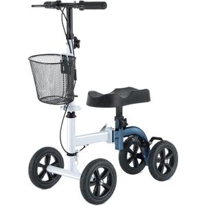 Knee Scooter,All-Terrain Foldable KneeWalker Economical Leg Scooters for Foot Injuries Best Crutches Alternative (White+Blue)