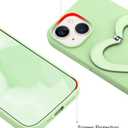 Jusy Case for iPhone 13, Cute Heart with 3D Heart Stand Slim Fit Liquid Silicone Soft Anti-Scratch Microfiber Lining Shockproof Protective Phone Cover for Girly Women Case - Green