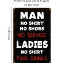 ALKB Rustic Bar Sign Men No Shirt Sign No Service Man Cave Sign Retro Metal Bar Pub Decor 8x12 Inch