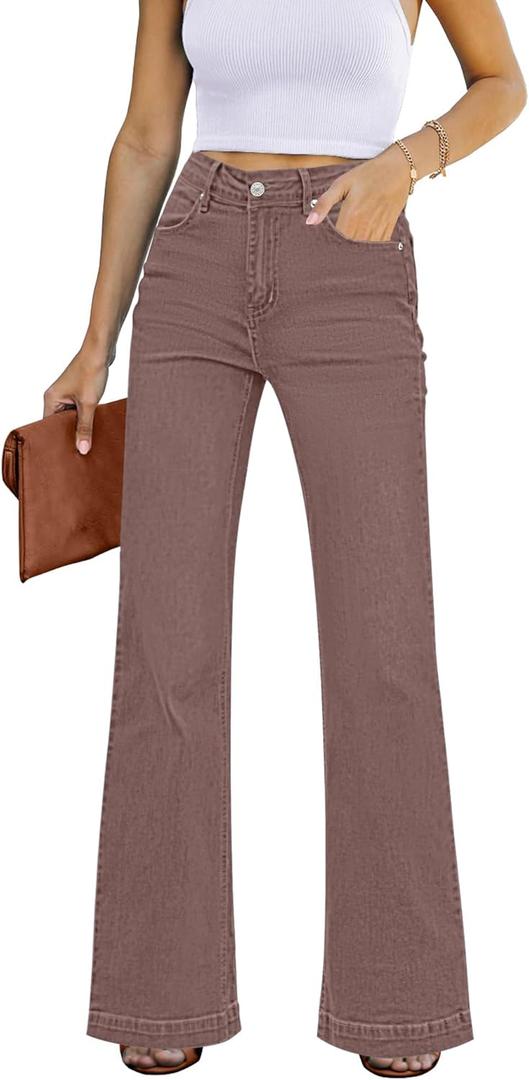 GRAPENT High Waisted Wide Leg Jeans for Women (Brown, Vintage Wash Sizes 8-10)