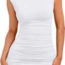Trendy Queen Womens Boat Neck Going Out Mini Dress Summer Party Club Bodycon Dresses 2026 (White, XS)