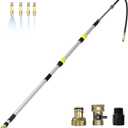 Buyplus 24FT Reach Telescoping Gutter Cleaning Tools 4-16FT Rain Gutter Cleaner Tools From Ground with 3/4" Brass Garden Hose Shut Off Valve, Bendable Flexible Water Wand for Garden Hose, Window