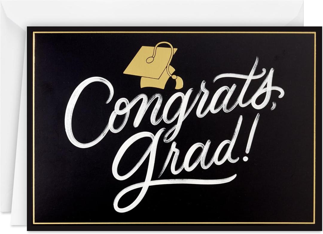 Hallmark Boxed Graduation Cards, Congrats Grad (40 Cards with Envelopes) Black, White and Gold
