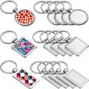 Chuangdi 12 Pieces Sublimation Blank Keychain Metal Heat Transfer Keychain Blank Board Key Rings for DIY Crafts Supplies, 3 Shapes