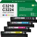 C3224 MC3224 Toner Cartridges 4-Color C3210K0 C3210C0 C3210M0 C3210Y0 Black Cyan Magenta Yellow Toner Replacement for Lexmark C3224 Toner for C3326 C3426 MC3224 MC3326 MC3426 Printer ink (with Chip)