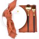 Joanlody 10 Pack Terracotta Handmade Cloth Napkins with Fringe Fall Thanksgiving Cotton Linen Napkins Rustic Bulk Dinner Napkins for Wedding Party Baby Shower Table Decor (Set of 10)