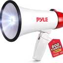 Pyle 30W Megaphone Bullhorn with Built-in Siren, LED Lights, Adjustable Volume Control, 800-Yard Range, Lightweight & Portable - Ideal for Football, Soccer, Baseball, Cheerleading & Safety Drills, Medium