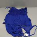 Sexy Split Mesh Lace Floral Sheer Babydoll Lingerie Outfit Dress 2 Piece with Thong Set (Large, Long Royal Blue)