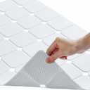 Bathtub Mat Non Slip Silicone Soft Odorless Bath Mat No Suction Cups for Refinished,Textured and Reglazed Tub Shower Mats Non-Slip 18 X 28Inch White (28" x 18" (Rectangular))