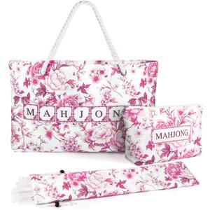 Empty Mahjong Tile Bag for Mahjong Set,Mahjong Bag The Perfect Mahjong Gifts for Women,Mahjong Bags for Tiles and Racks,Mahjong Rack Bag for American Mahjong Tile Set (Pink)