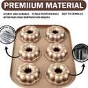 Mini Bundt Cake Pans for Baking, Cake Pan Nonstick, Mini Bundt Cake Molds For Small Individual Cakes, 6 Cavity Cupcake Gold 2 Pack