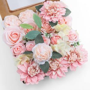 Artificial Flowers Combo, Fake Flowers for DIY Tables Centerpieces Baby Shower Bridal Shower Wedding Bouquet Arrangements Party Candle Holder Cake Decor Flower Home Decorations (Peach)