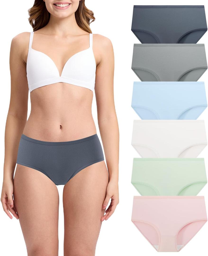 BAMBOO COOL Womens Underwear Breathable Mesh Moisture-Wicking Briefs, Soft & Lightweight Panties L