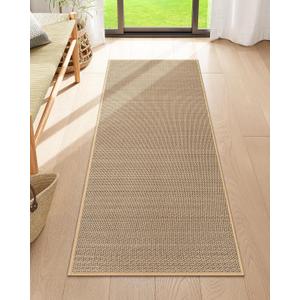 Lahome Farmhouse Kitchen Runner, 2x5 Entryway Runner Rug Non Slip for Entryway Indoor Washable Carpet for Hallway Neutral Rug Runner Kitchen Mats for Floor Entry Bathroom, Beige