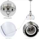 WUZUPS Chandelier Rustic Farmhouse Industrial Round Ceiling Pendant LED Light Fixture with Clear Glass Shades for Dining Room Kitchen Island Foyer Entryway, H 13" x W 10", E26 Base, Brushed Nickel