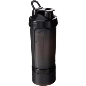 BlenderBottle Shaker Bottle with Pill Organizer and Storage for Protein Powder ProStak System, 22-Ounce, Black
