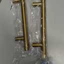 Goldenwarm 2 Pack 4 inch Gold Cabinet Handles Brushed Gold Cabinet Pulls Stainless Steel Drawer Pulls, Durable Kitchen Cabinet Handles - Bathroom Bedroom Dresser Handles Easy DIY Upgrade