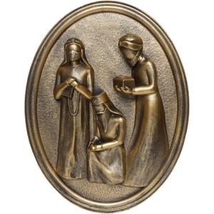 Framed Christmas Wall Art Nativity Three Wise Men for Holy Family 3D Oval, Vintage Christmas Wall Decor Gold Nativity Set Religious Decorations For Living Room Bedroom Hallway