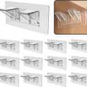 12-Pack Heavy-Duty Adhesive Shelf Brackets, Large Size Double Row Brackets, No-Drill Wall Mount Pegs,Shelf Support Pegs for Kitchen Cabinets, Bookshelves, and Closets