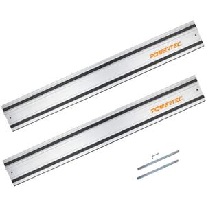 POWERTEC 71387 110" Track Saw Guide Rail Joining Set for Makita or Festool Track Saws Includes 2x55" Extruded Guide Rails and (2) Guide Rail Connectors for Woodworking Projects