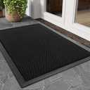tchdio Front Door Mat Outside Entrance, Dirt Trapper 17"x29" Doormat-Entrance Welcome Matt Durable, Heavy Duty Entry Mat Non Slip Rubber Mats for Outside Stain Resist Door Mats for Entryway Black
