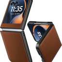 Cresee Case for Motorola Razr 2024/2025 - PU Vegan Leather Back & Hard Polycarbonate Bumper Phone Case for Moto Razr 2024/2025 - Brown