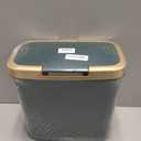 Office Trash Can with Lid, Bathroom Garbage can,4 Gallon Small Kitchen Trash Can with Gold Edge,Modern Green Trash Bin Waste Basket for Bedroom,Living Room, Toilet