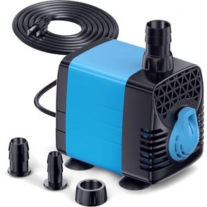 POPOSOAP 160GPH Submersible Water Pump, 5.5ft High Lift Aquarium Water Pump 12W AC 110V, Ultra Quiet Fountain Pump for Fish Tanks Pond Pump Waterfalls Fountains Aquarium