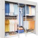 Ulif E12C Heavy Duty Closet Organizer System，Freestanding Clothing Rack, Adjustable Garment Rack 57.1" W x 16" D x 76.5" H Holds 860 lbs, White Clothing Rack with White Dustproof Cover