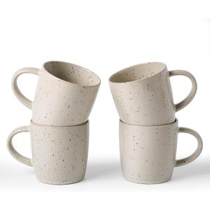 famiware Coffee Mugs Set of 4, Meteor 13 oz Ceramic Mug Cup Set with Handle for Coffee, Tea, Cappuccino, Latte, Milk, Creamy White, 4 Count