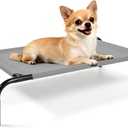Elevated Dog Bed with Breathable Mesh Fabric, Raised Pet Cot with Airflow and Support, Durable and Easy to Clean (Grey, Small)