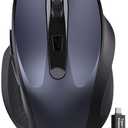Wireless Mouse for Laptop, 2.4GHz Computer Mouse with USB-A Port &USB-C Adapter, Cordless Office Mice with 6 Buttons & 3 Level DPI for Small to Medium Hands, Work with PC, Desktop, Tablet - M21
